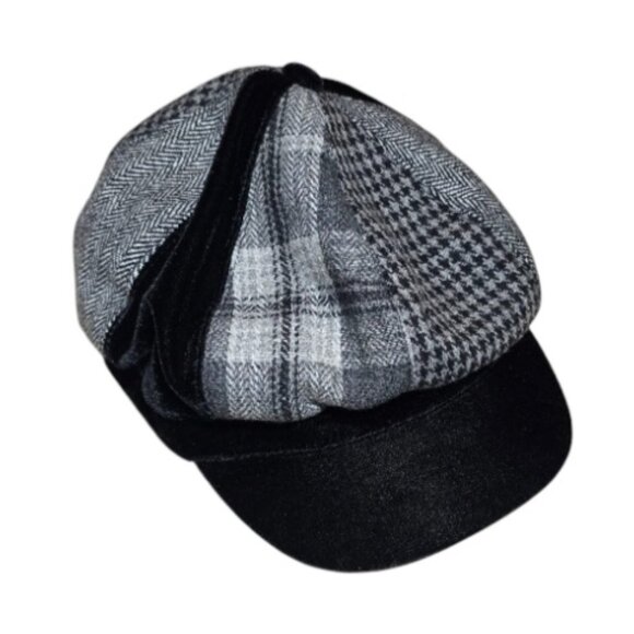 Women's Black & Gray SCALA PRONTO Vintage Style Newsboy Cap - Picture 5 of 11